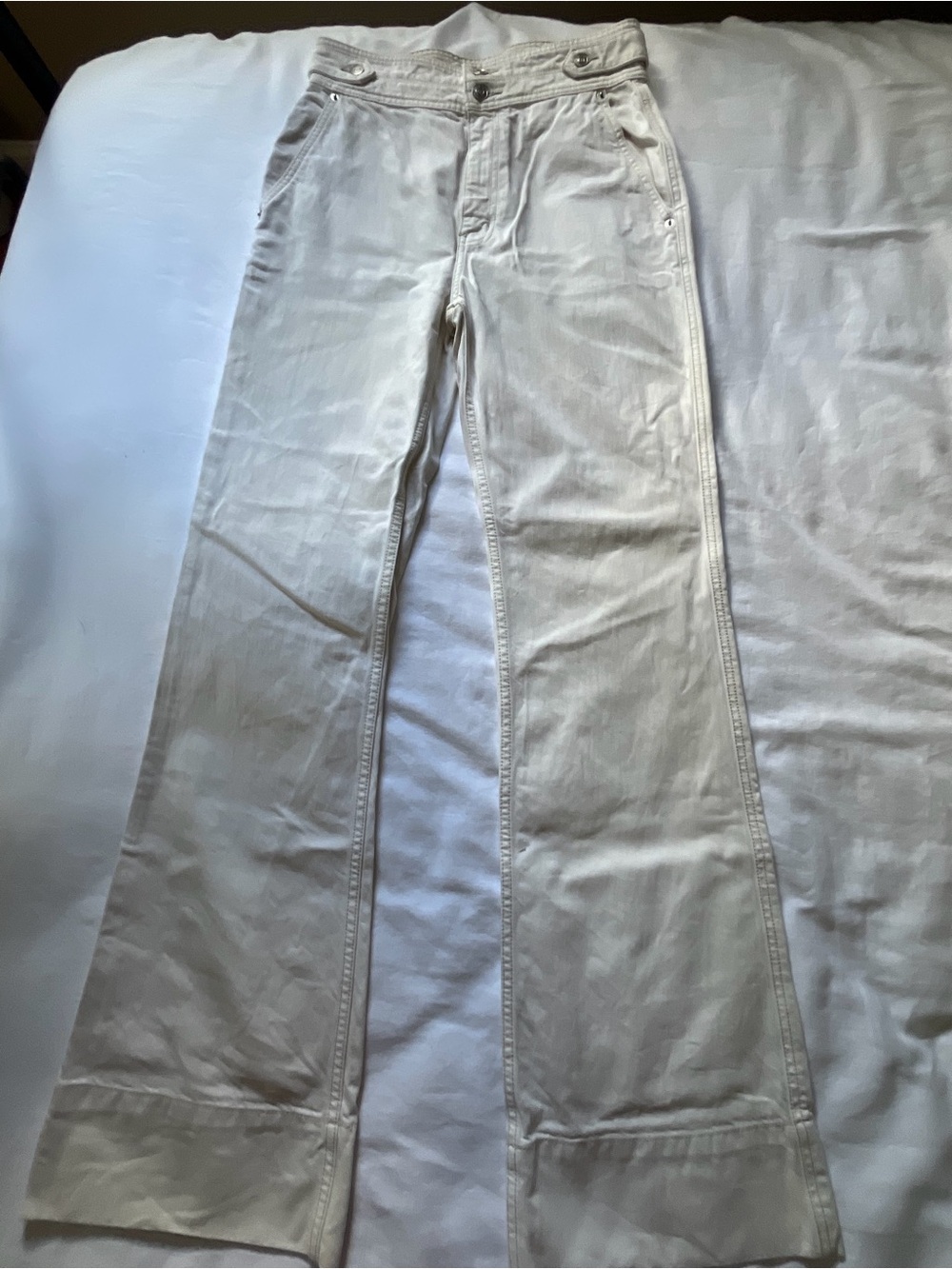 Current/Elliott Cream Wide-Leg Pants